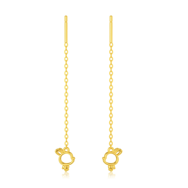 10K Gold Rabbit Drop Earrings-39