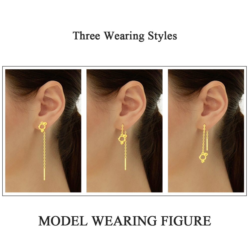 10K Gold Rabbit Drop Earrings-5