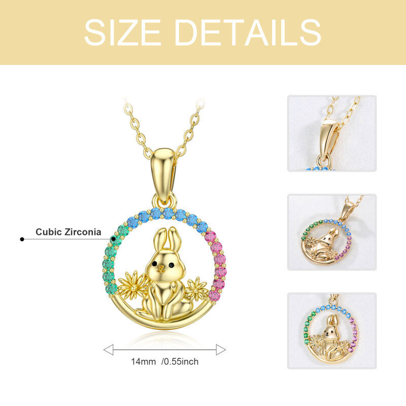 10K White Gold Cubic Zirconia Rabbit Pendant Necklace-6