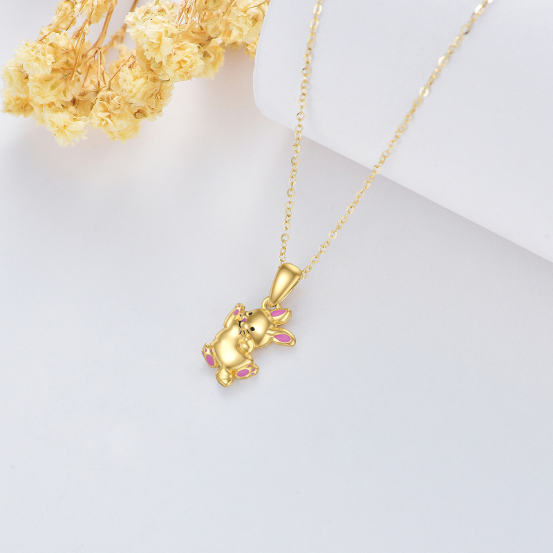 14K Gold Rabbit Pendant Necklace-3
