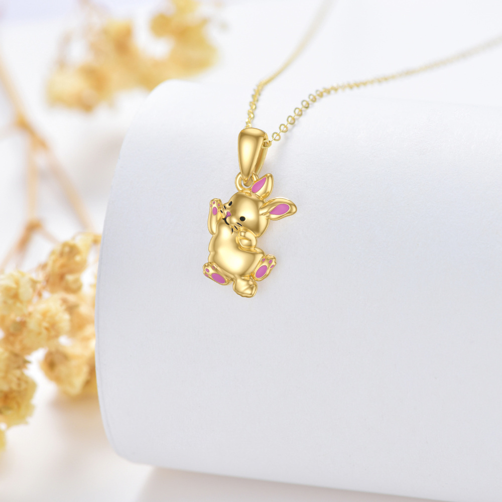 10K Gold Rabbit Pendant Necklace-4