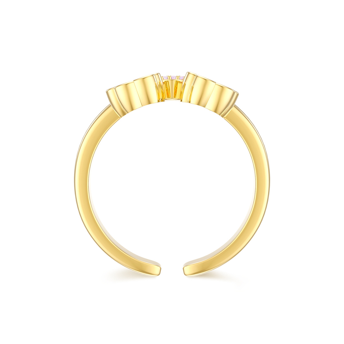 10K Gouden Kubische Zirkonia Regenboog Open Ring-4