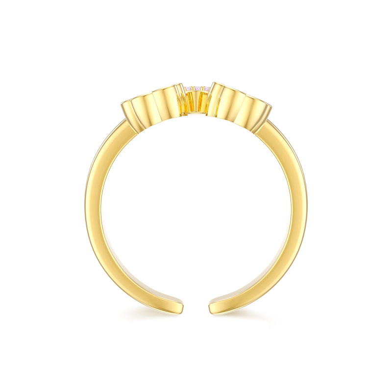 10K Gold Cubic Zirconia Rainbow Open Ring-4