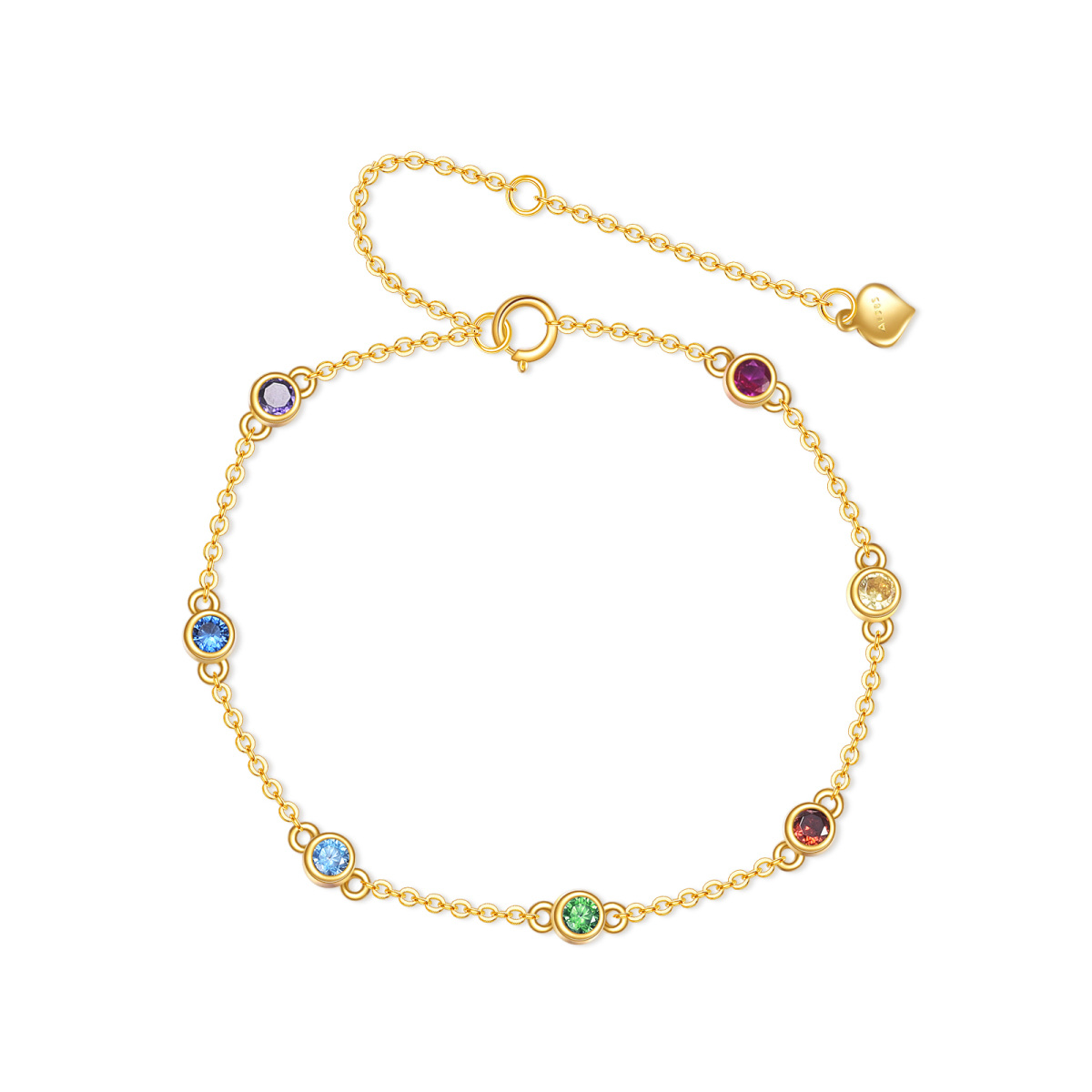 Bracciale con ciondolo arcobaleno con zirconia cubica in oro 14K-1