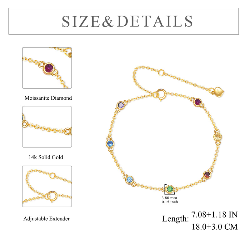 18K Gold Cubic Zirconia Rainbow Charm Bracelet-6