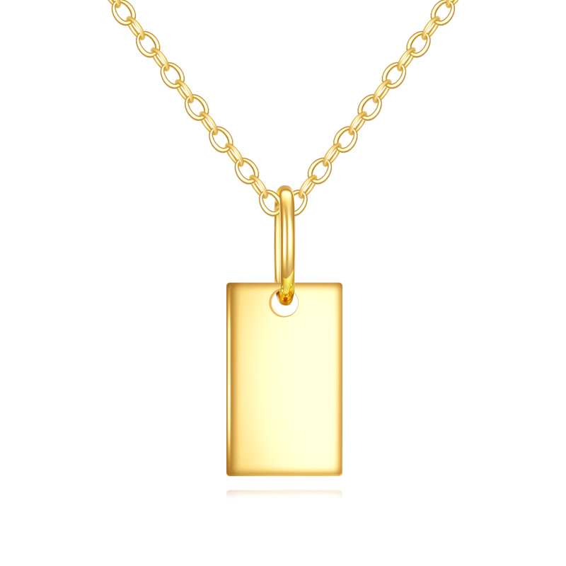 14K Gold Rectangle Pendant Necklace-1