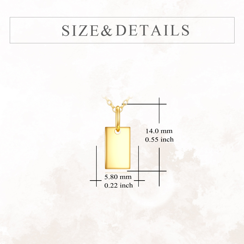 14K Gold Rectangle Pendant Necklace-4