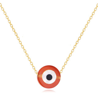 14K Gold Red Agate Evil Eye Pendant Necklace-10