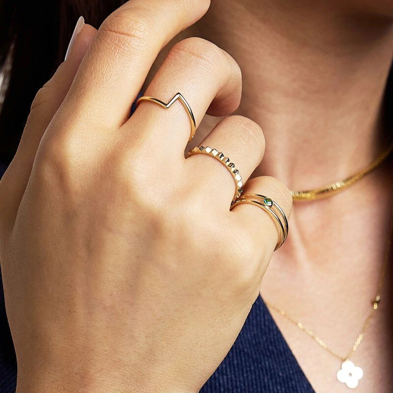 Anillo de textura acanalada en oro de 14 quilates-2