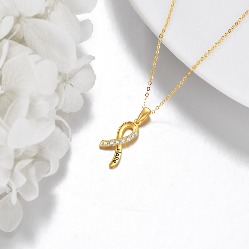 Naszyjnik z platyny z zawieszką w kształcie wstążki z cyrkonii sześciennej platerowanej białym złotem-3