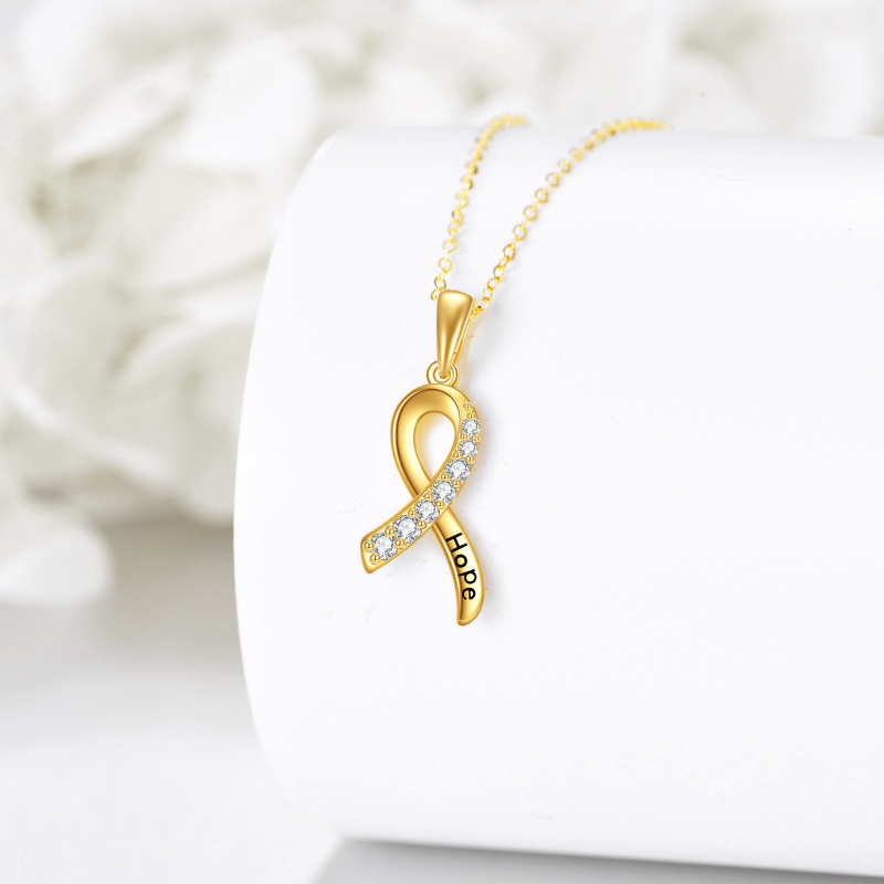 Naszyjnik z platyny z zawieszką w kształcie wstążki z cyrkonii sześciennej platerowanej białym złotem-4