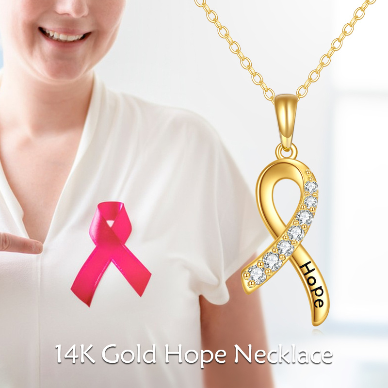 Naszyjnik z platyny z zawieszką w kształcie wstążki z cyrkonii sześciennej platerowanej białym złotem-6