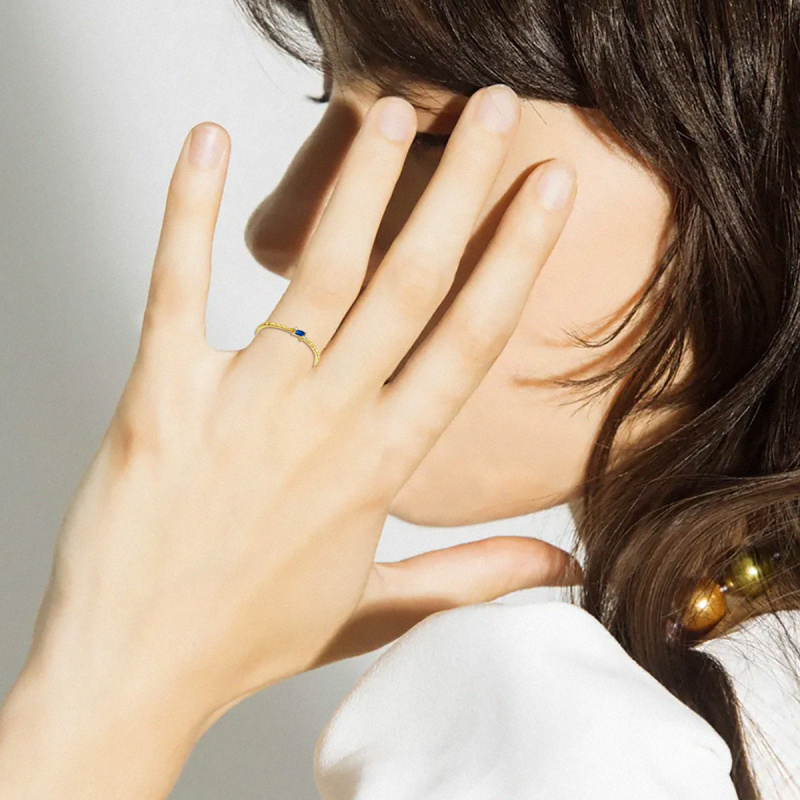 Bague en or rose 14 carats et zircon cubique-2