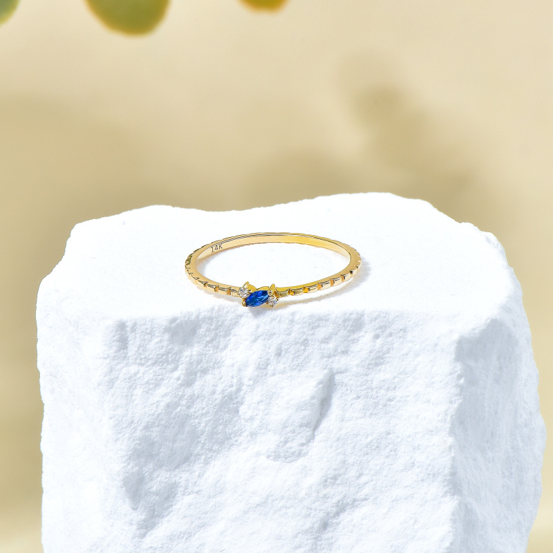 Bague en or rose 14 carats et zircon cubique-3