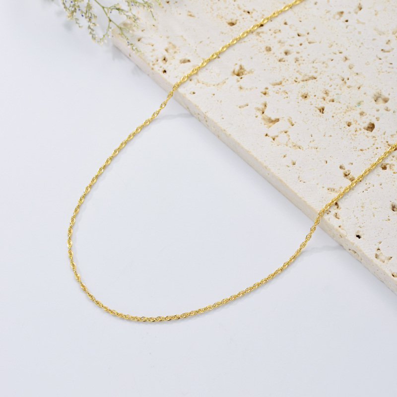 10K Gold Rope Chain Necklace-3