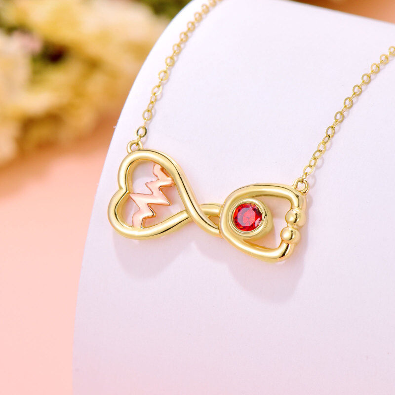 14K Gold Stethoscope Electrocardiogram Infinity Symbol Necklace For Nurse Doctors-3