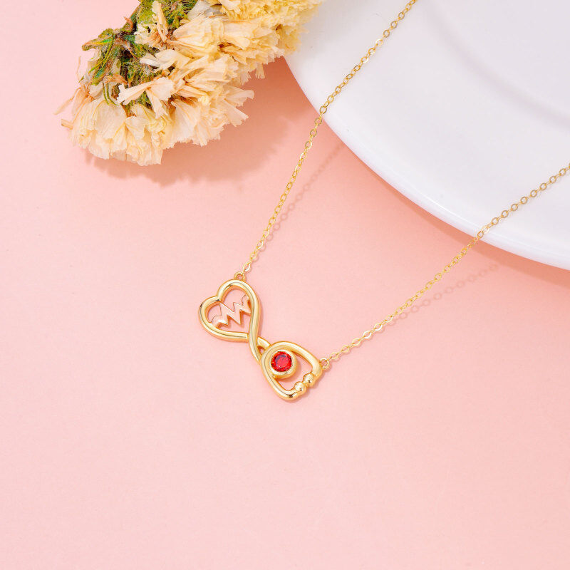 14K Gold Stethoscope Electrocardiogram Infinity Symbol Necklace For Nurse Doctors-4