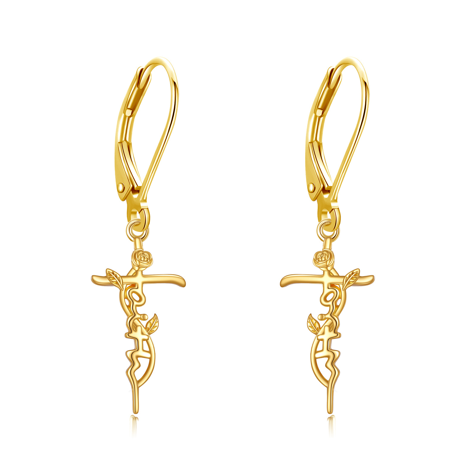 14K Gold Rose & Cro… - image