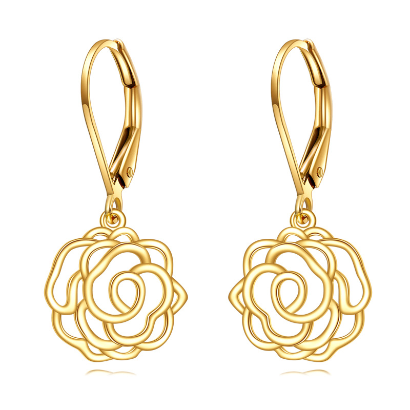 Brincos de gota de ouro 10K Rose-6