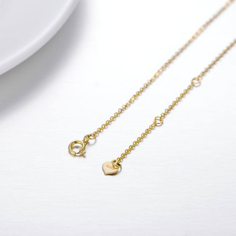 Tobillera de una sola capa con elefante y corazón de dos tonos de oro de 14 quilates para mujer-5