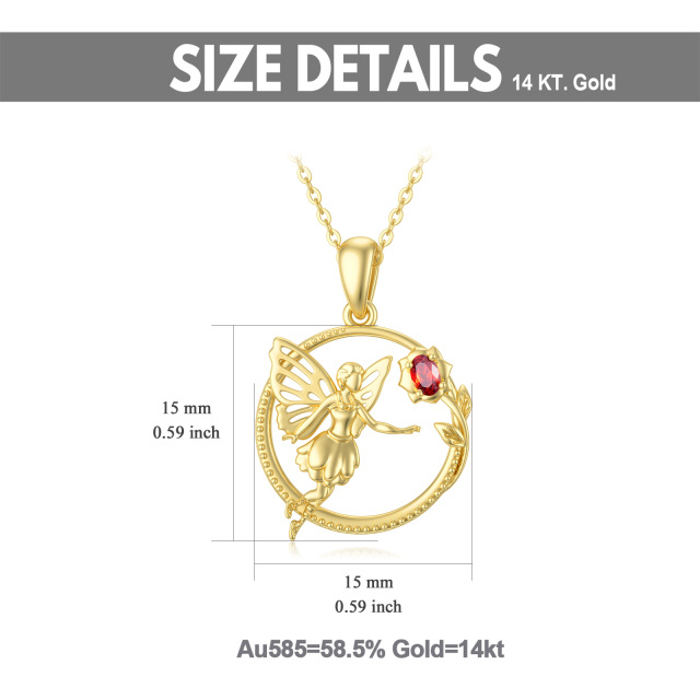 14K Gold Cubic Zirconia Rose & Fairy Pendant Necklace-5