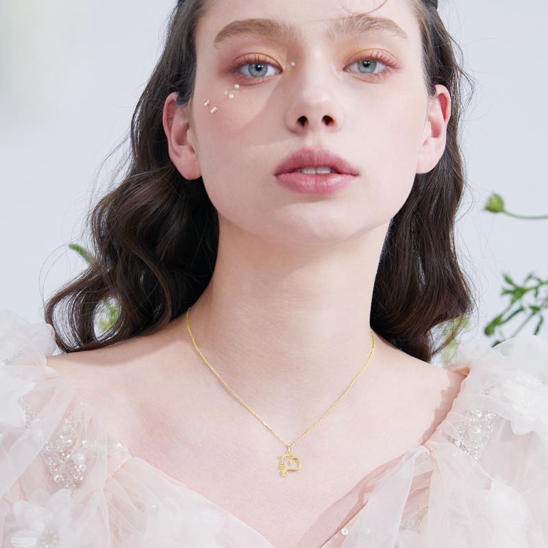 Collar Colgante Rosa y Corazón Oro 10K-2
