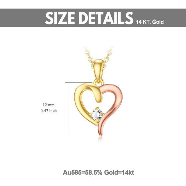 14K Gold & Rose Gold Heart Pendant Necklace-5