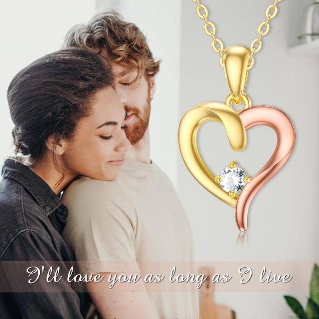 14K Gold & Rose Gold Heart Pendant Necklace-6