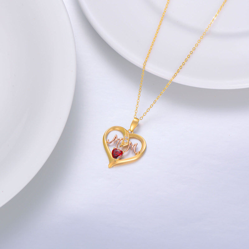 10K Gold & Rose Gold Heart Cubic Zirconia Pendant Necklace With Engraved Word For Women Best Sister-3
