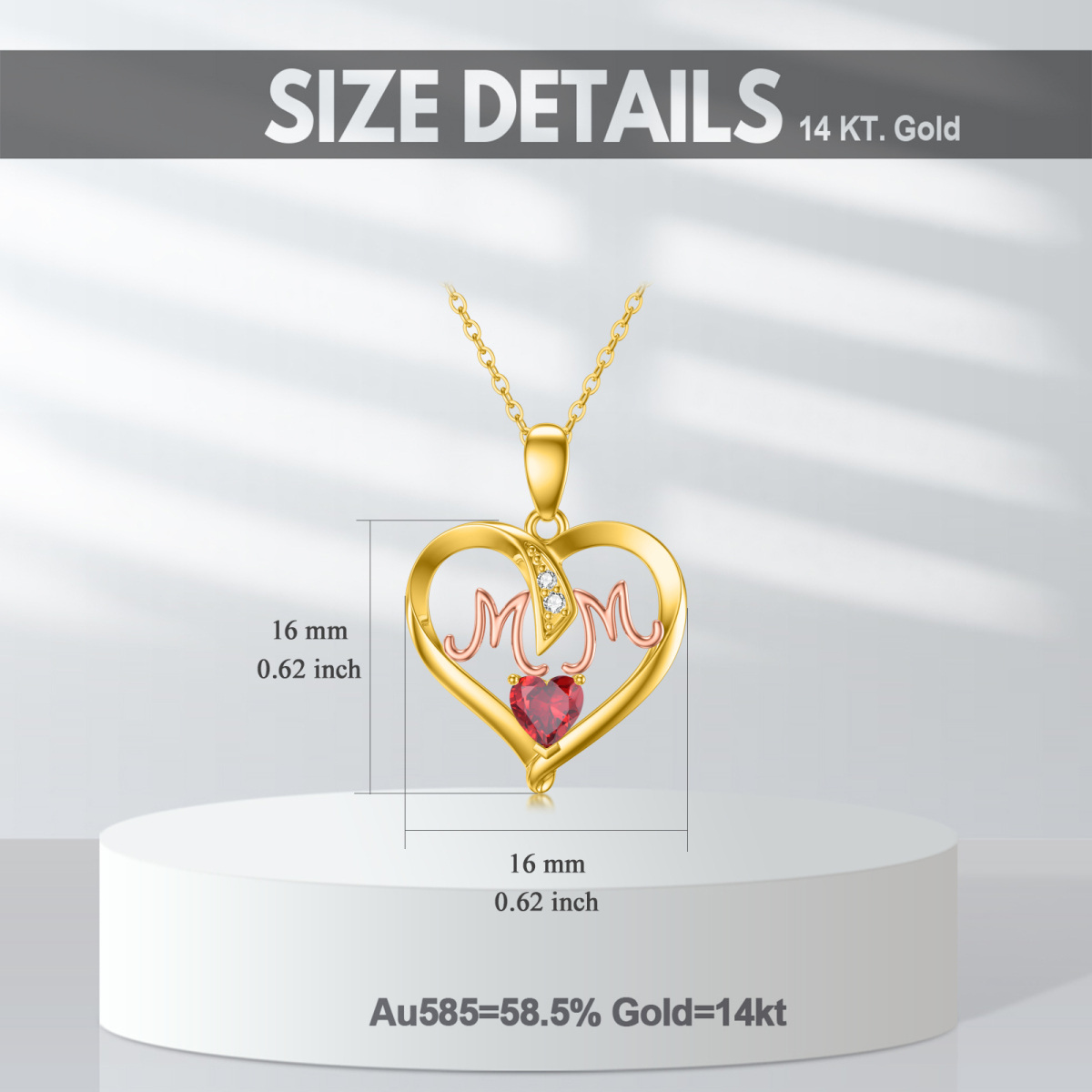 10K Gold & Rose Gold Heart Cubic Zirconia Pendant Necklace With Engraved Word For Women Best Sister-5