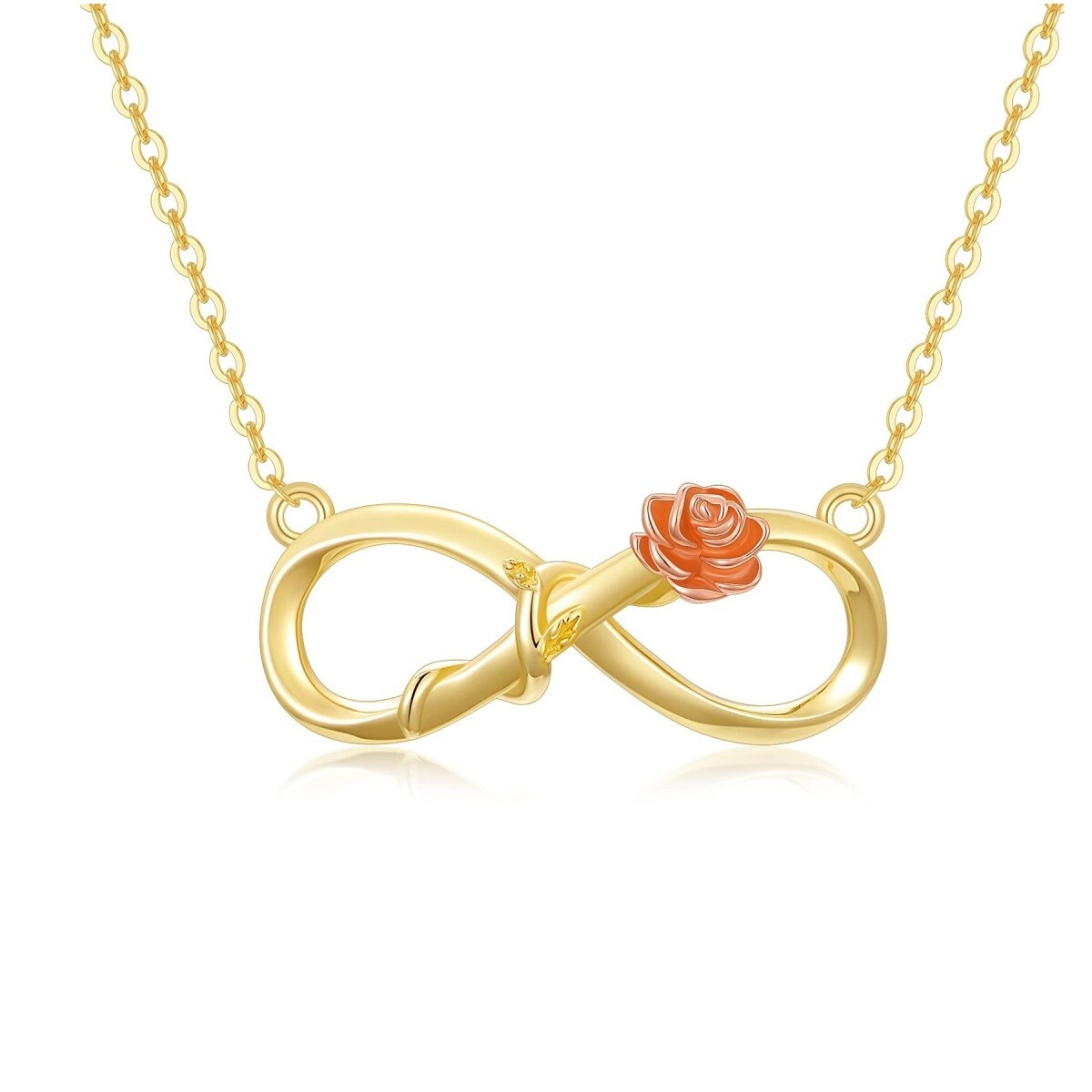 14K gouden tweekleurige Rose Infinity symbool hanger ketting voor dames-1