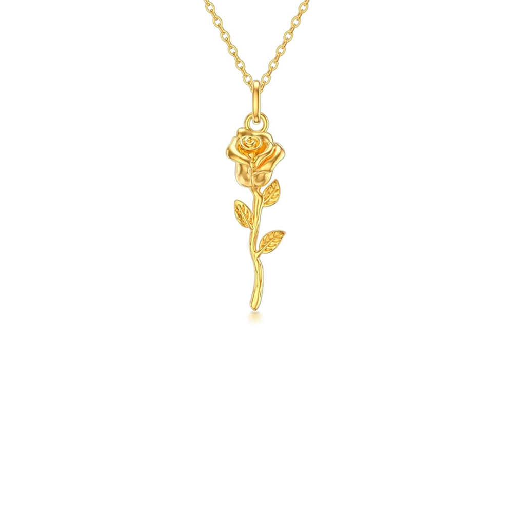 10K Gold Rose Metal Choker Necklace-1