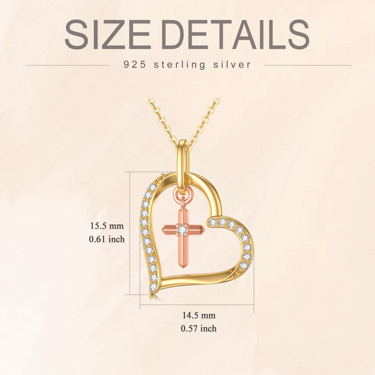 10K Gold Two-Tone Moissanite Cross Pendant Necklace For Women-5