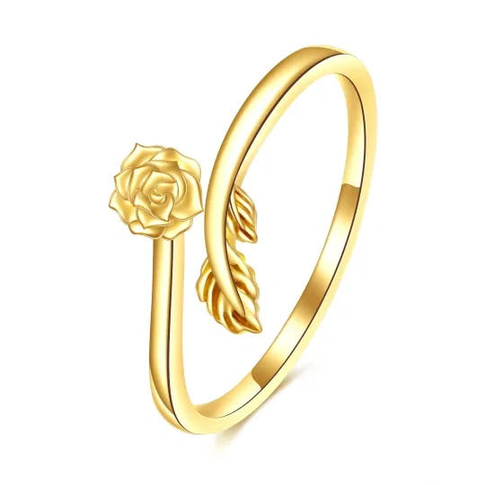 Offener Ring aus 14 Karat Gold mit Rose