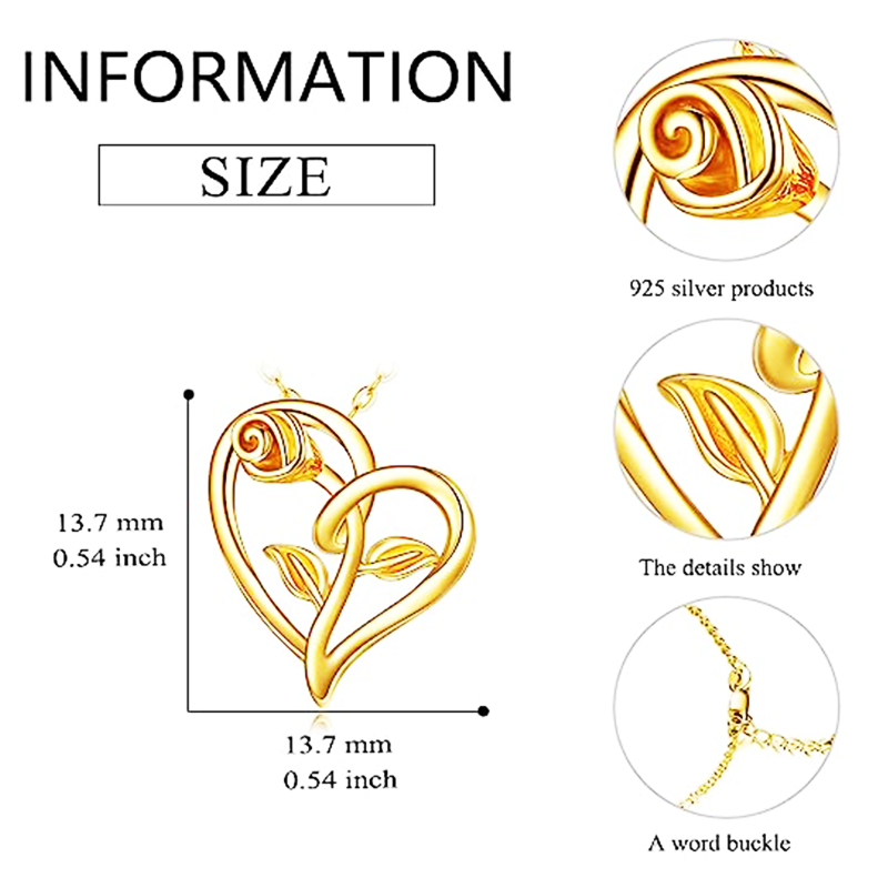 14K Gold Rose Pendant Necklace-5