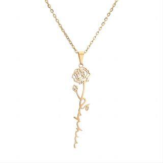 10K Gold Rose Pendant Necklace-35