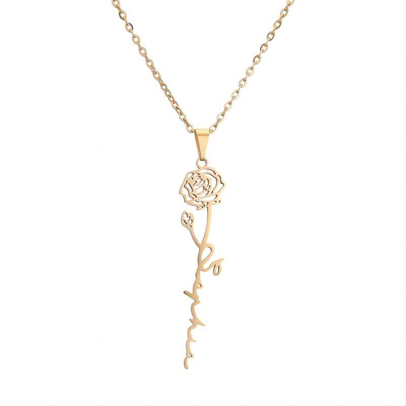 10K Gold Rose Pendant Necklace