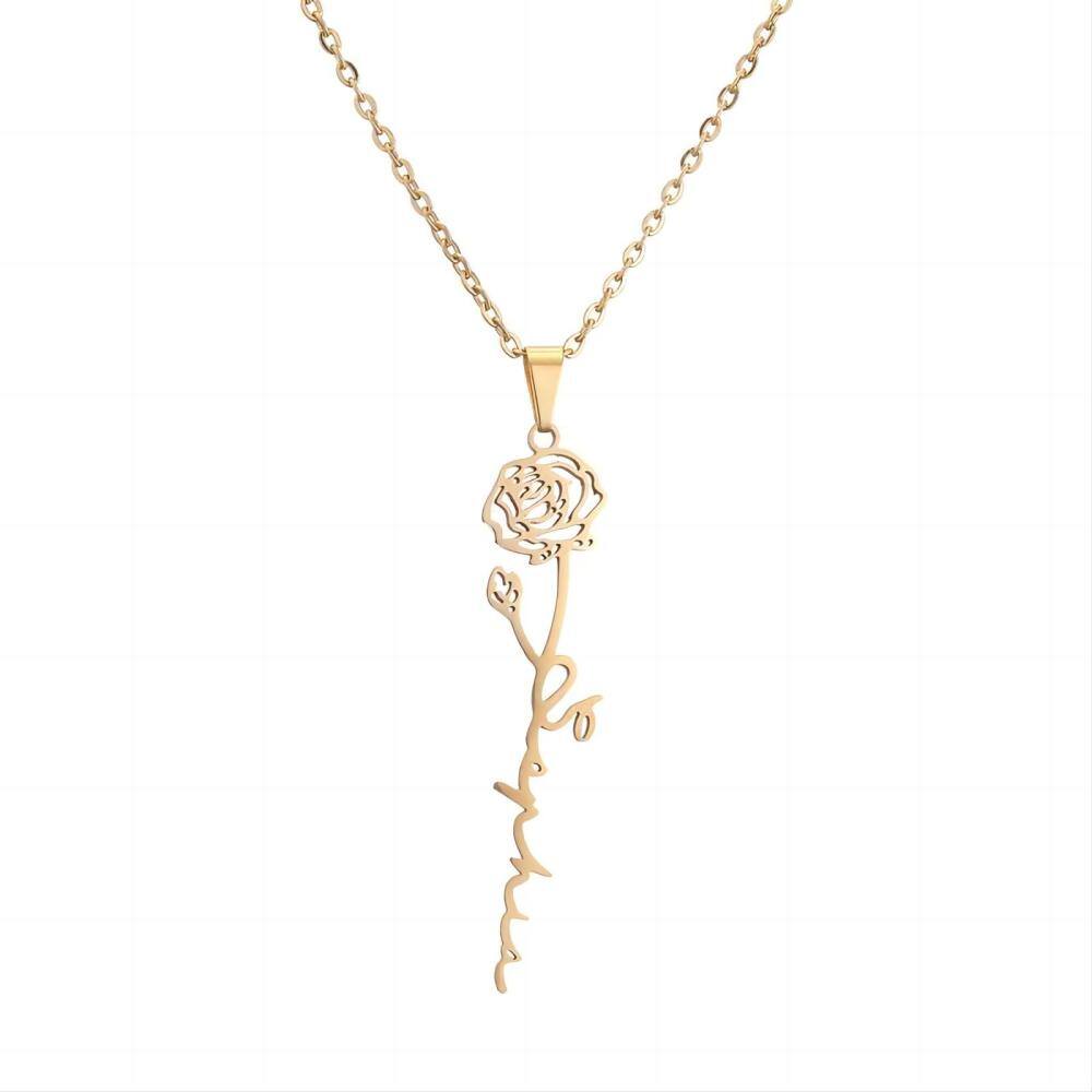 10K Gold Rose Pendant Necklace-2