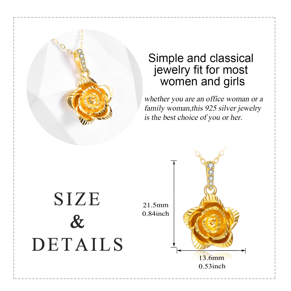 14K Gold Rose Pendant Necklace-5