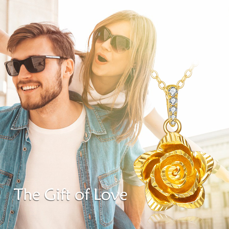 Collar Colgante Rosa Oro 14K-6