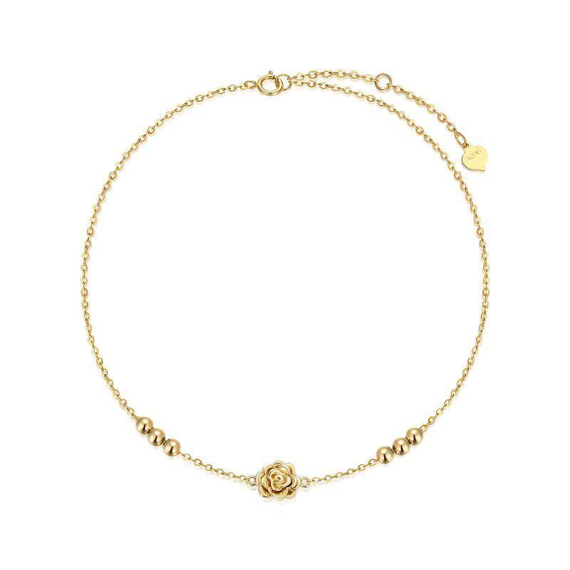 10K Gold Rose Single Layer Anklet-1