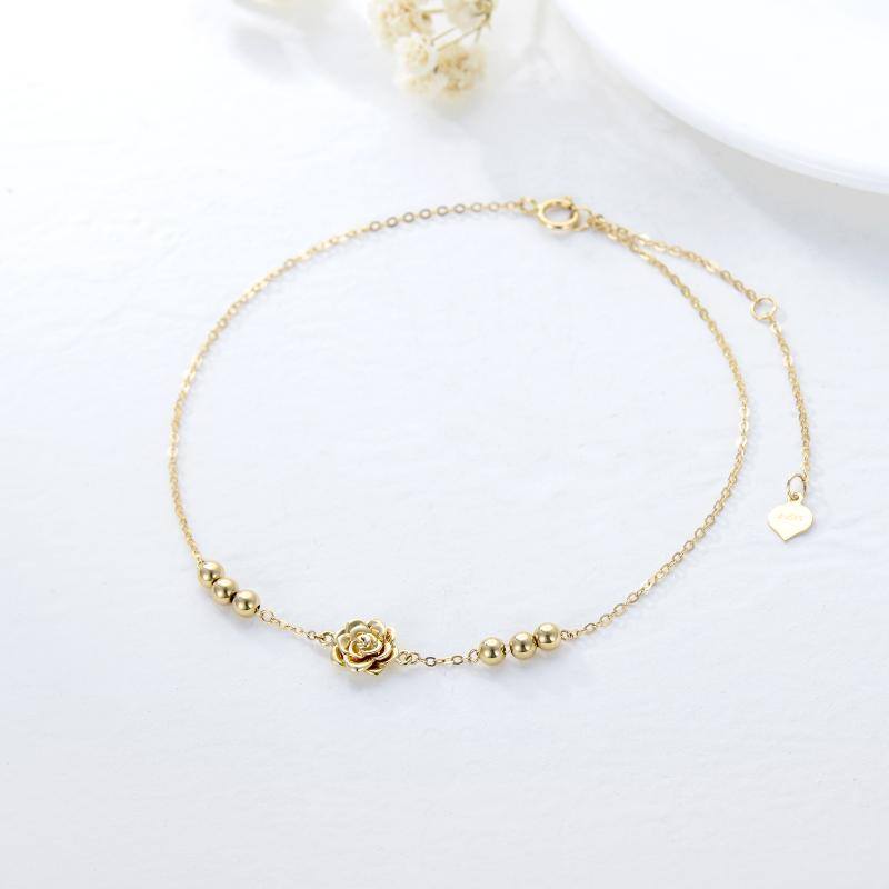 10K Gold Rose Single Layer Anklet-3