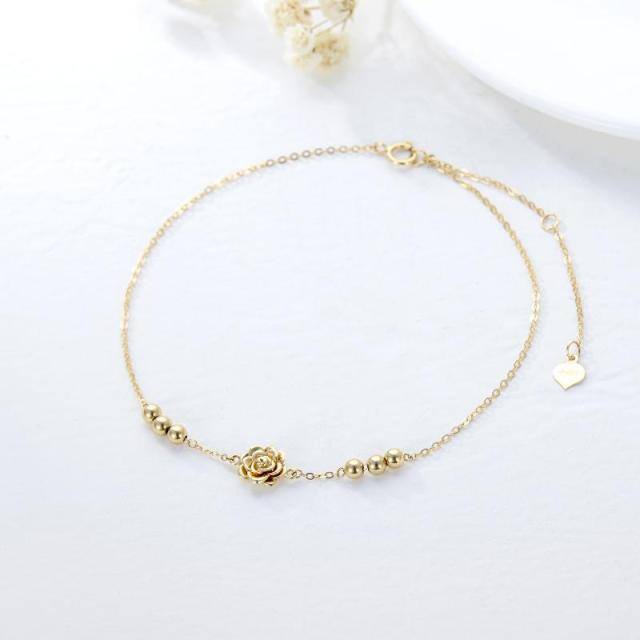 14K Gold Rose Single Layer Anklet-3