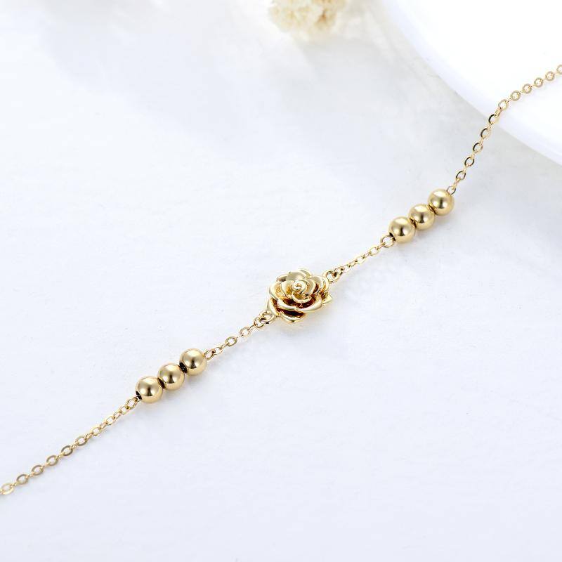 10K Gold Rose Single Layer Anklet-4