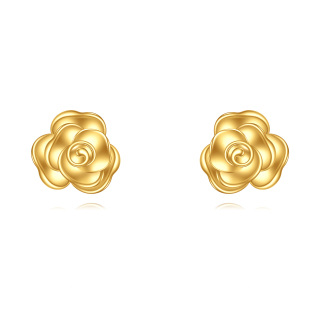 10K Gold Rose Stud Earrings-10