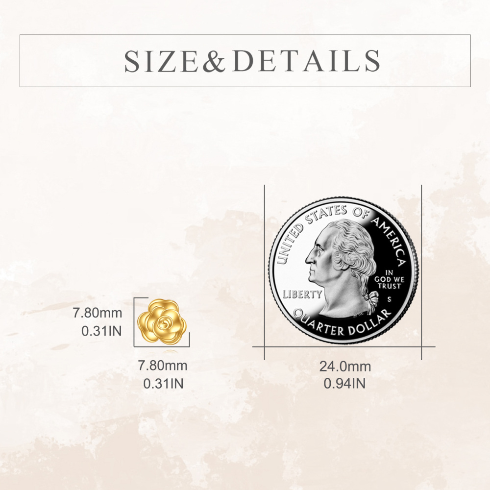 10K Gold Rose Stud Earrings-5
