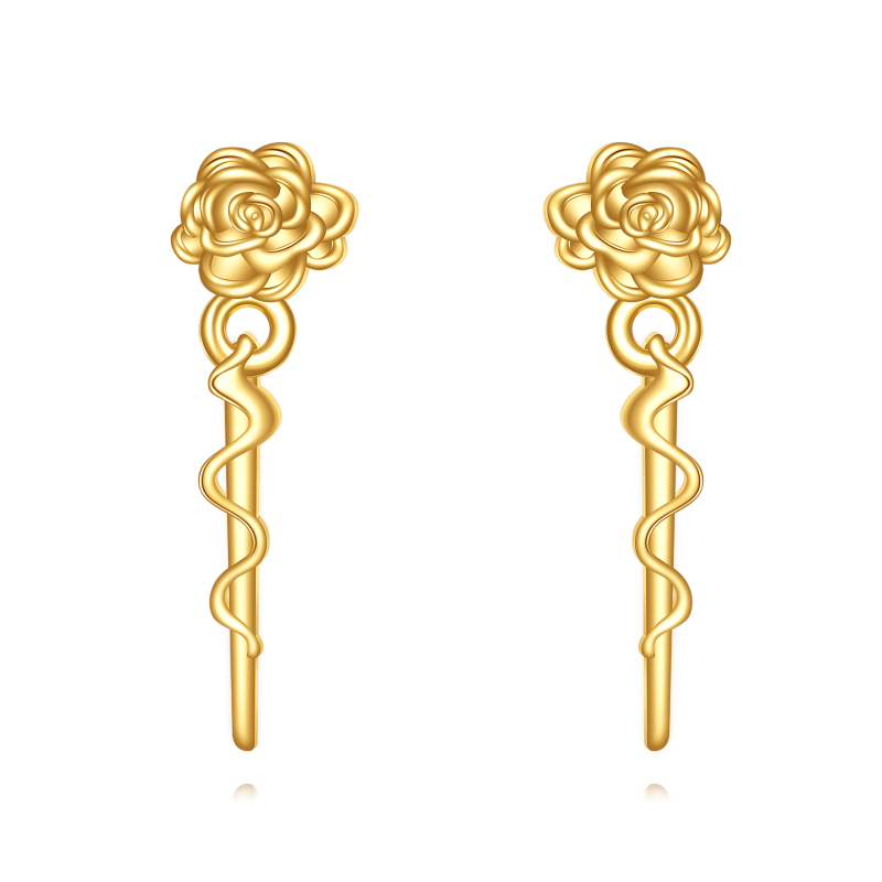 10K Gold Rose Stud Earrings-1
