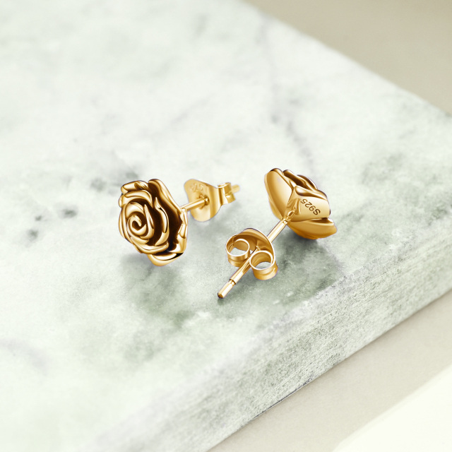 14K Gold-Ohrstecker mit Rosenmotiv-4