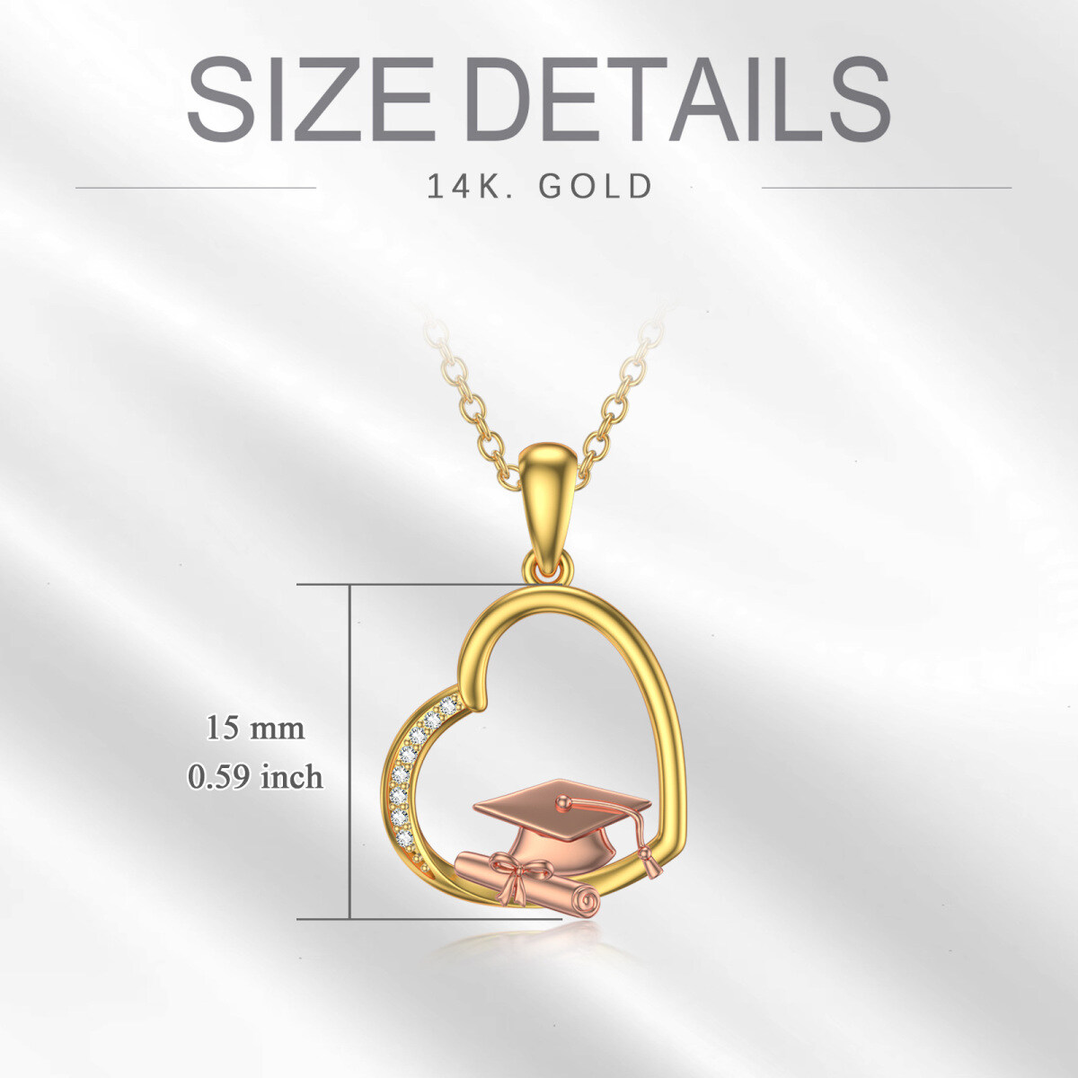 10K Gold & Rose Gold Zircon Heart & Trencher Cap Pendant Necklace For Women Best Friends-5