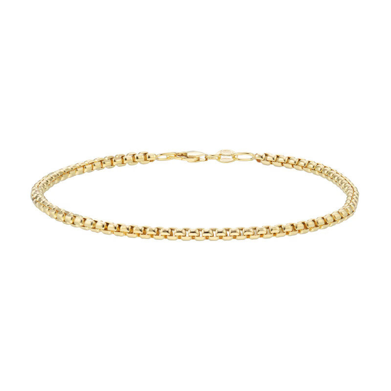 Pulsera de cadena redonda de oro de 14 quilates para hombres-1